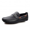 Men's Shoes Leather Casual Boat Shoes Casual Flat Heel Slip-on Black / Blue / Brown  