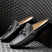 Men's Shoes Leather Casual Clogs & Mules Casual Stitching Lace / Tassel / Slip-on Black / Blue / Brown / White  