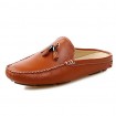 Men's Shoes Leather Casual Clogs & Mules Casual Stitching Lace / Tassel / Slip-on Black / Blue / Brown / White  