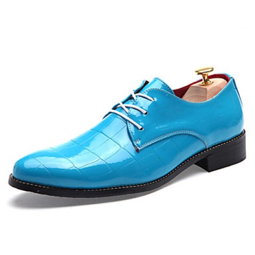 Men's Shoes Patent Leather Casual Oxfords Casual Low Heel Lace-up Black / Blue / Red  