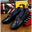 Men's Shoes Leather Casual Boat Shoes Casual Slip-on Black / White / Orange  