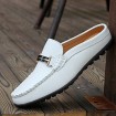 Men's Shoes Casual Leather Loafers White / Navy  