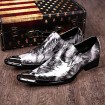   2016 New Style Pure Manual Black Water Wave Wedding / Night Club & Party Cowhide Leather Loafers  