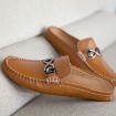 Men's Shoes Casual Leather Loafers Brown/Navy  